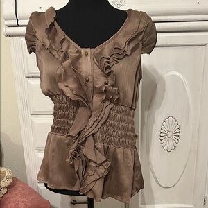 Maurices Brown Ruffled Blouse